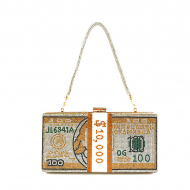 Diamond Dollar Bag Dress Evening Bag Lady's Hand Bag Rhinestone Dollar Bag Clutch Bag (LZ1017silver) 26