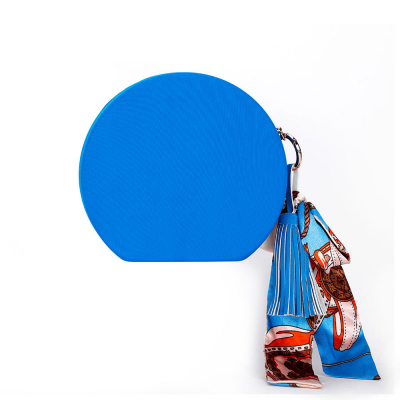 [Blue] Designer Fringe Bag Circle Purse Blue Crossbody Bag Suede Fringe Bag