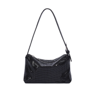 Black Sparkle Evening Shoulder Bag for Women, With Adjustable Shoulder Strap, Shiny Metal Mesh Metallic Purse (XP140627bb) 1