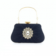 Fashion Evening Bag Lady Pleated Purse Rhinestone Bag Banquet Bag Wedding Party Bag (LZ1022black) 1