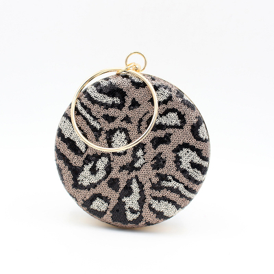 Clutch Bag New Dinner Bag Round Sequin Bag Hand Held Evening Tassel Leopard Bag