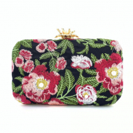 Embroidered Clutch Handmade Dinner Bag Beaded Flower Handbag (LZ1040style C) 3