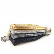 Tassel Mini Clutch Soft Bag Fringed Evening Clutch Wristlet Purse Sparkly Bags (WD140216black) 15