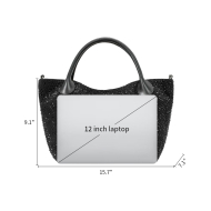 Black Canvas Rhinestone Women Tote Bag For Work Dumpling Pouch Bag Top Handle Satchel Bag Large Shoulder Handbag And Purse (XP140630bblack) 2