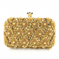 Hand Held Dinner Bag Handmade Beaded Bag Banquet Lady Handbag (LZ1045beige) 5