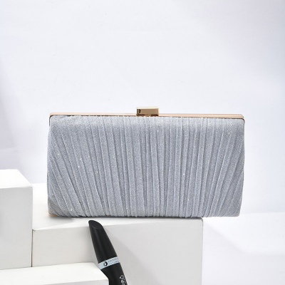 [Silver] Top Handle Bag Solid Color Evening Bag Banquet Bag Silver Handbag