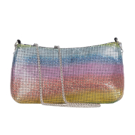Colourful Small Crossbody Bags Shoulder Handbag for Women Metallic Lightweight Cell Phone Purse Silver Chain Zipper Closure (XP140608) 1