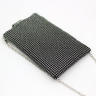 Mini Bag Fashion Versatile Rhinestone Small Designer Bag Female Chain Bag Mini Rhinestone Mobile Phone Evening Bag (LZ0110black) 4