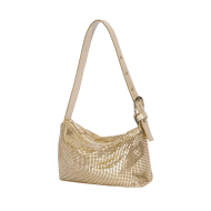 Gold Sparkle Evening Shoulder Bag for Women, With Adjustable Shoulder Strap, Shiny Metal Mesh Metallic Purse (XP140627bg) 3